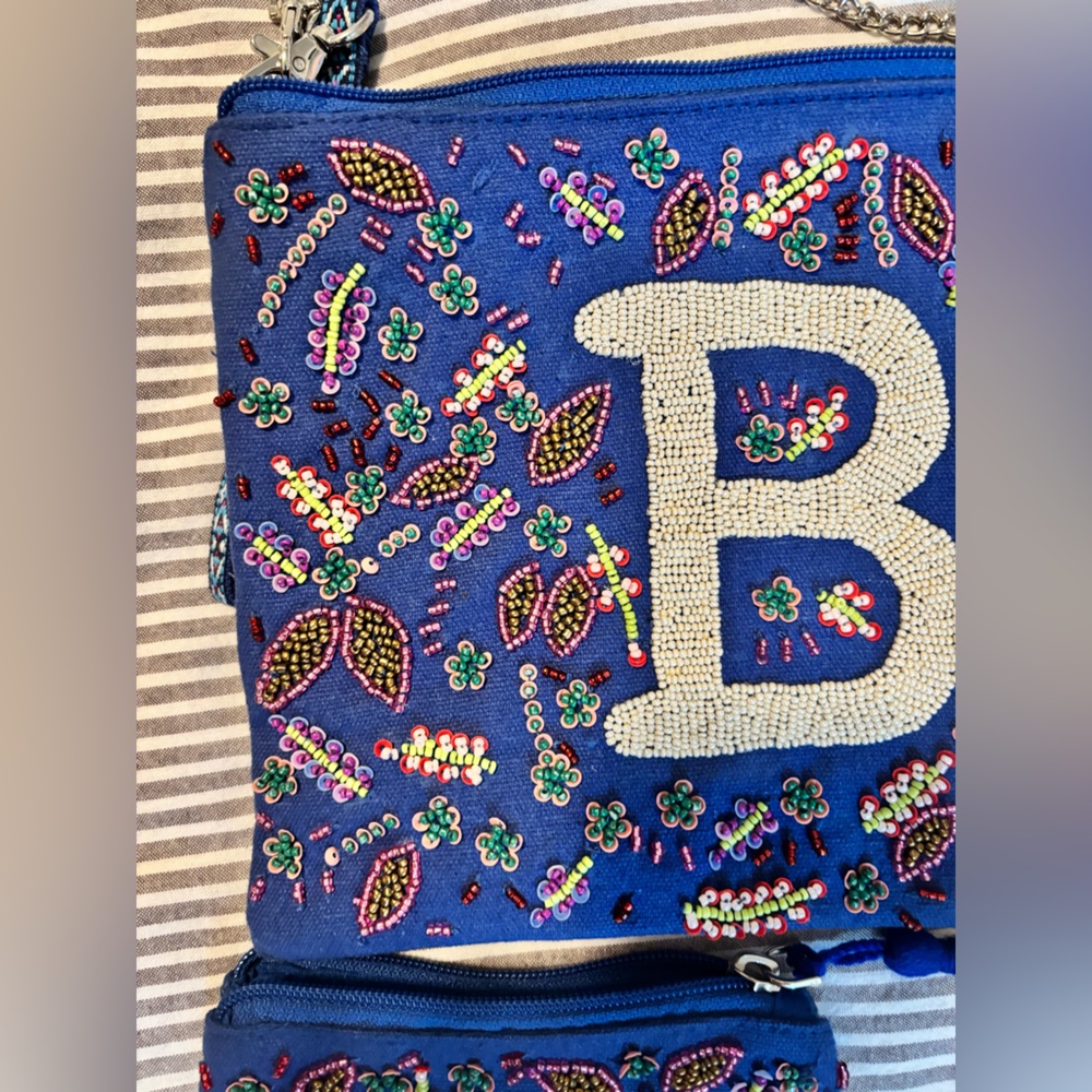 America & Beyond Blue Hand Beaded Purse and Coin Purse Set. - Picture 7 of 12